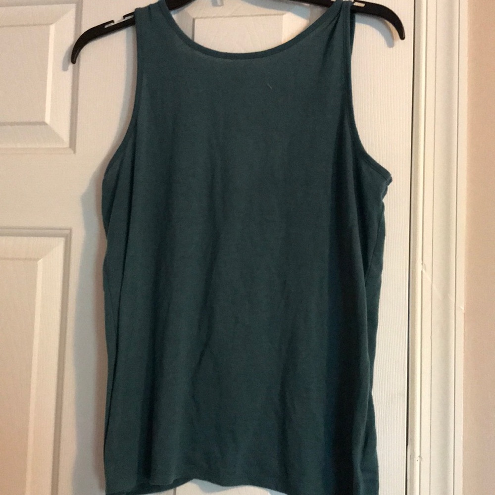 Green open back tank top